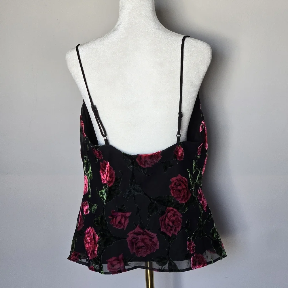 Revolve NBD Harmony Cami Top in 90s Rose Velvet Burnout with Pink Roses Size M - Picture 4 of 11